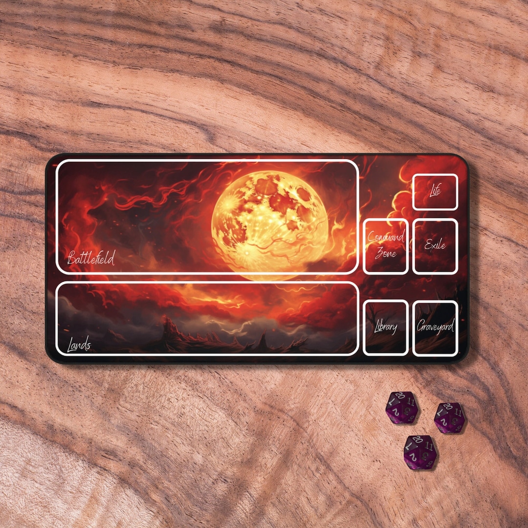 MTG Playmat Red, MTG Playmat With Zones, Lunar Trading Card Game