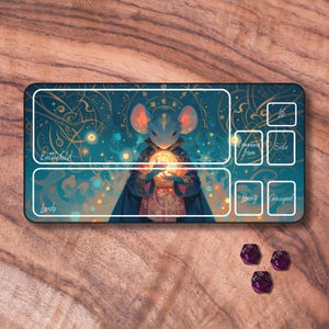 Tapis de jeu MTG avec zones, tapis de jeu TCG sur le thème de l'assistant de la souris, tapis de jeu MTG non officiel, accessoires de jeux de cartes à collectionner, cadeaux pour les joueurs