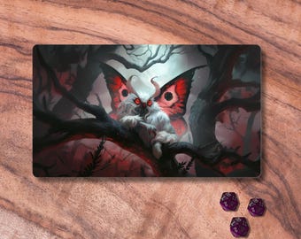 MTGプレイマット（ゾーン付き）、80年代モスホラーテーマのTCGプレイ