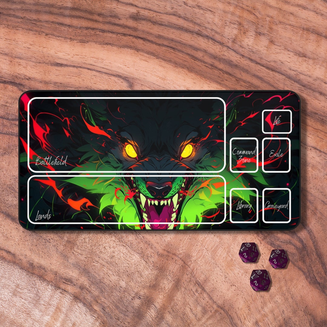 MTG Playmat Green, Werewolf Themed MTG Playmat With Zones, Trading Card ...