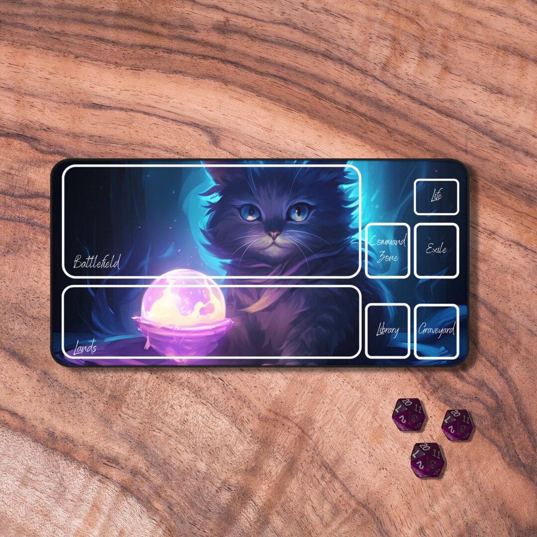 MTG Playmat Cat Blue MTG Playmat With Zones Trading Card Etsy