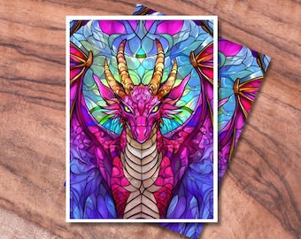 Stained Glass Dragon MTG Sleeves, Matte Card Protector