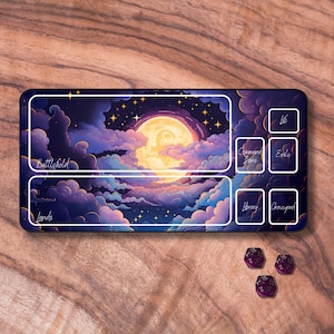 Tapis de jeu MTG avec zones, tapis de jeu TCG sur le thème du ciel nocturne, tapis de jeu MTG non officiel, accessoires de jeux de cartes à collectionner, cadeaux pour les joueurs