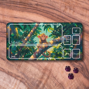 Tapis de jeu MTG avec zones, tapis de jeu TCG sur le thème du singe mignon, tapis de jeu MTG non officiel, accessoires de jeux de cartes à collectionner, adorables cadeaux pour les joueurs
