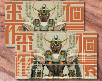 TCG Playmat compatible with Gundam Card Game, Unofficial Gundam Playmat, Newspaper Mecha Themed TCG Playmat, TCG Accessories