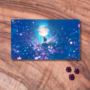 Leuke MTG-speelmat, MTG-speelmat met muisthema, blauwe reizende muis TCG-speelmat, cadeaus voor gamers