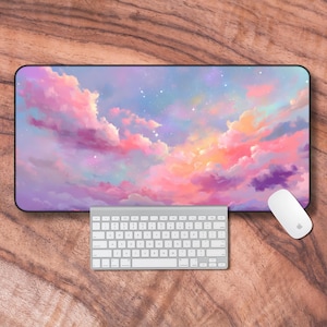 Anime Desk Mat, Desk Mat Aesthetic, Lofi Sky Desk Mat, Gaming Mouse Pad Kawaii, Anime Sky Deskmat, Cozy Gamer Girl Gifts