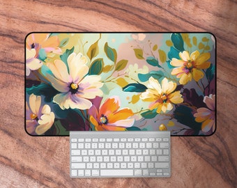 Desk Mat Floral, Large Botanical Mouse Pad, Aesthetic Desk Mat, Cute Deskmat, Keyboard Mat