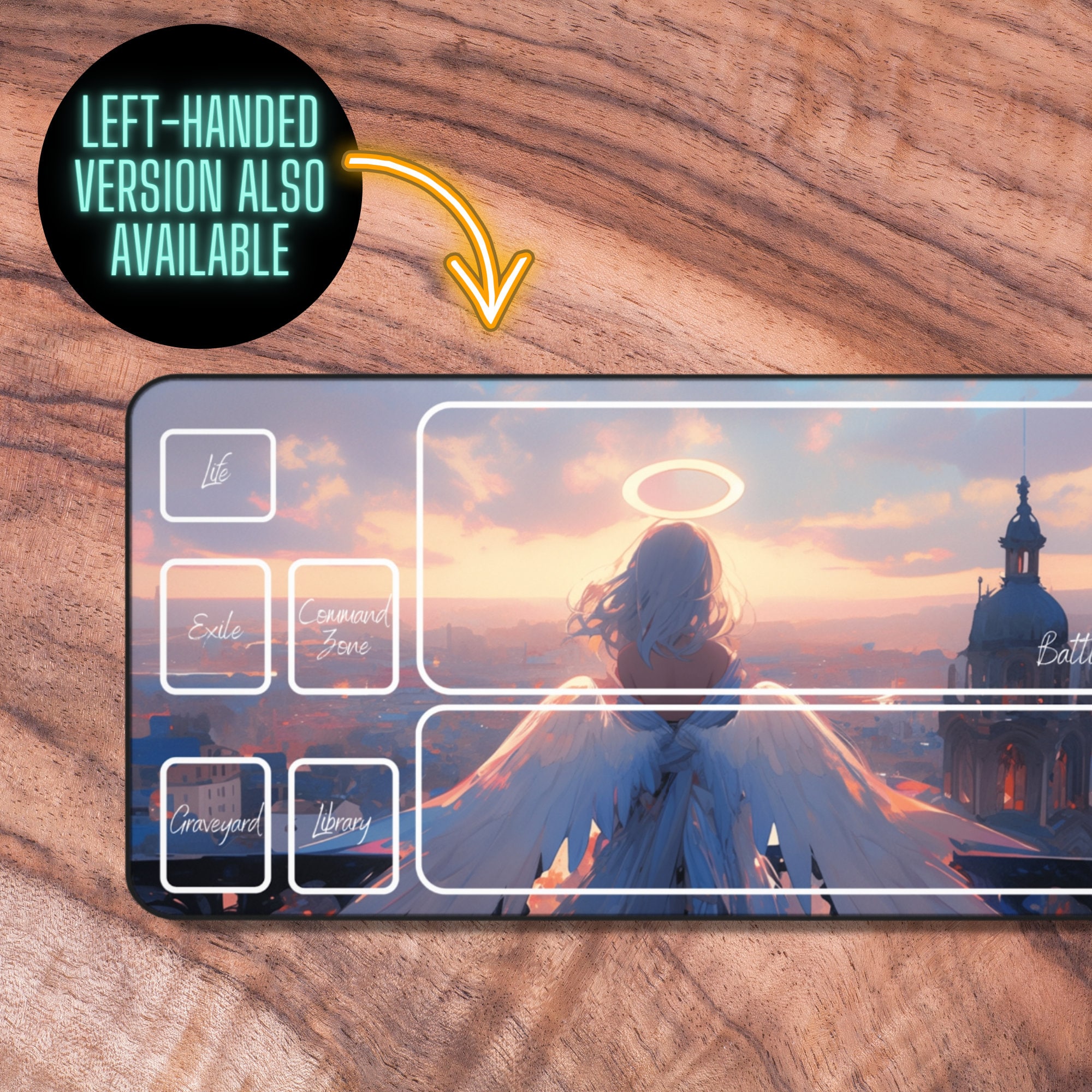 MTG Playmat 24" X 14", Unique At Playmat With Zones, Fits