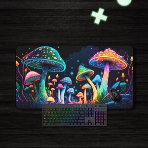 Tappetino da scrivania a forma di fungo, tappetino per mouse da gioco, tappetino per mouse grande, tappetino per mouse XL, tappetino per mouse da gioco, tappetino per mouse fantasy, regalo nerd per lui, tappetino da gioco con carte