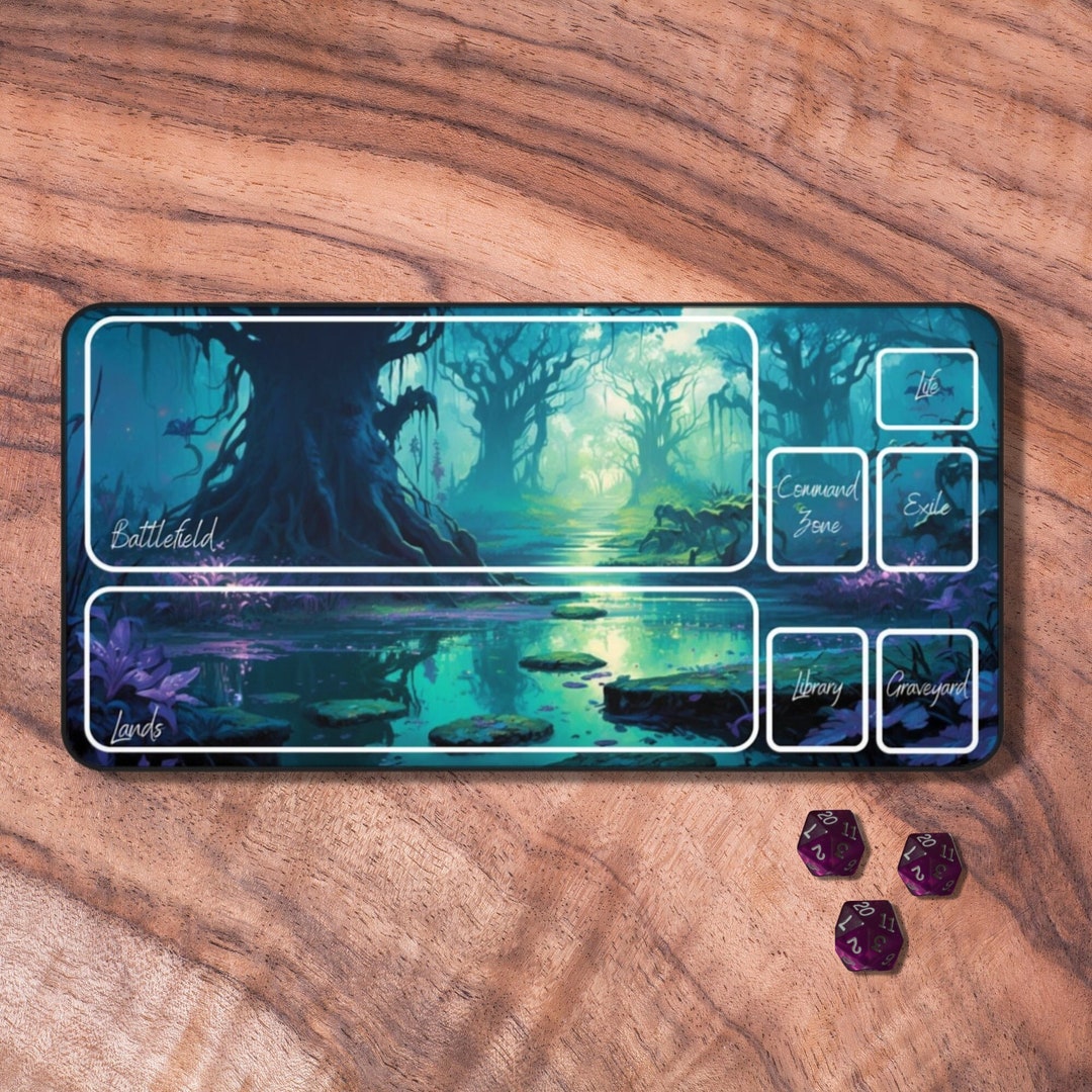 MTG Playmat, TCG Playmat, Neoprene Gaming Mat, Blue Gaming Desk Mat