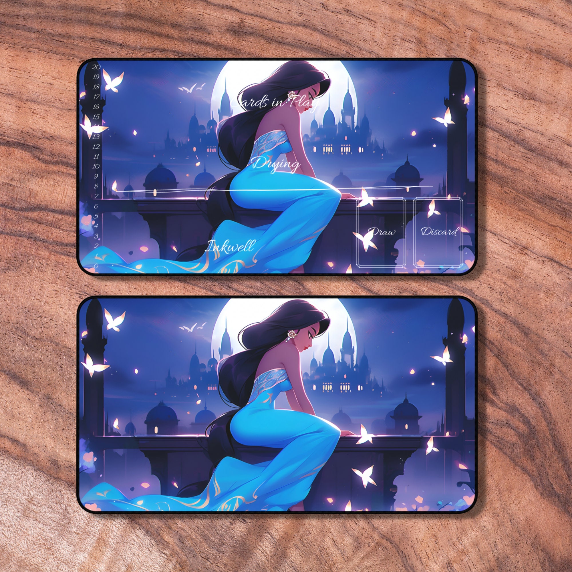 Tapis De Jeu TCG WAIFUWORLD – Zones MR5, Motif égyptien, 2 Joueurs, Antidérapant Et Bord Cousu