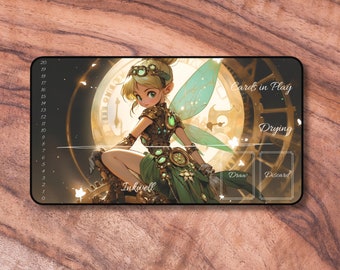 Lorcana Playmat with Zones, Tinkerbell Themed Card Playmat, Unofficial Lorcana Playmat, Gifts for Gamers