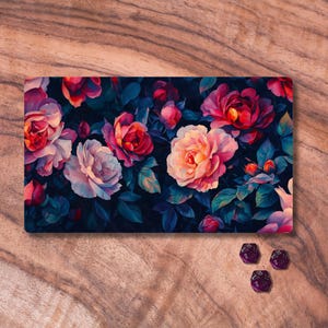 MTG Playmat with Zones, Rose Themed TCG Playmat, Floral Card Mat, Unofficial MTG Playmat, Trading Card Game Accessories, Gifts for Gamers