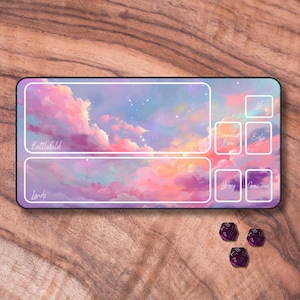 MTG-speelmat met zones, MTG-speelmat pastelkleurige lucht, Pink Sky Trading Card Game-speelmat, MTG-accessoires, gezellige gamercadeaus