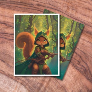 MTG Sleeves 100, protections de pochettes pour cartes TCG finition mate, pochettes pour cartes sur le thème archer écureuil, cadeaux pour les joueurs, accessoires MTG