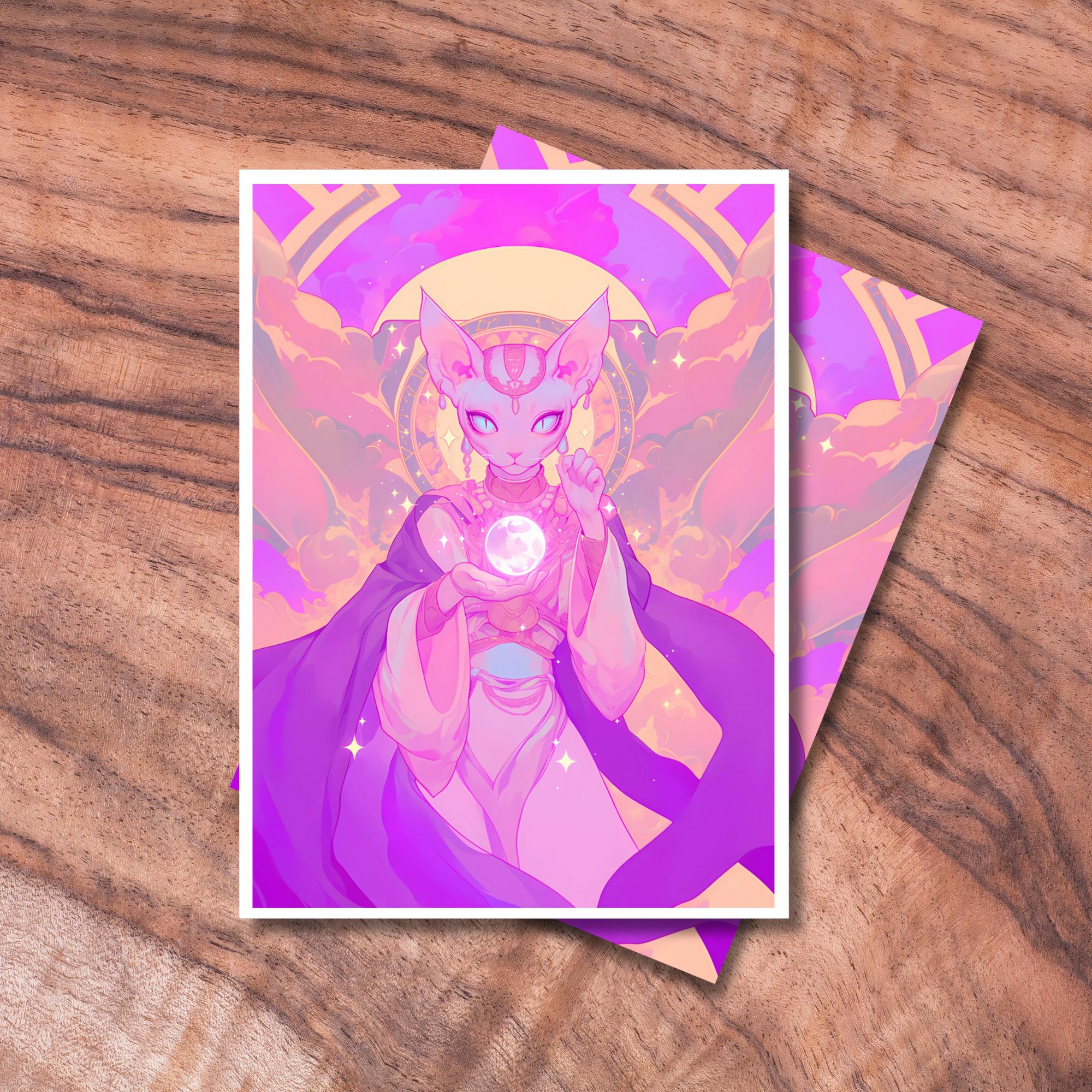 MTG Sleeves Cat, TCG Card Sleeve Protectors, Sorcerer Cat Themed Card Sleeve, Gifts for Gamers, MTG Accessories