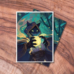 Protège-cartes MTG, protège-cartes vert TCG, protège-cartes sur le thème du magicien des chats, protège-cartes à collectionner, cadeaux pour les joueurs