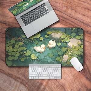Desk Mat Aesthetic, Lofi Desk Mat, Cute Duck Gaming Mouse Pad, Kawaii Deskmat, Gamer Girl Desk Accessories, Gifts for Gamers