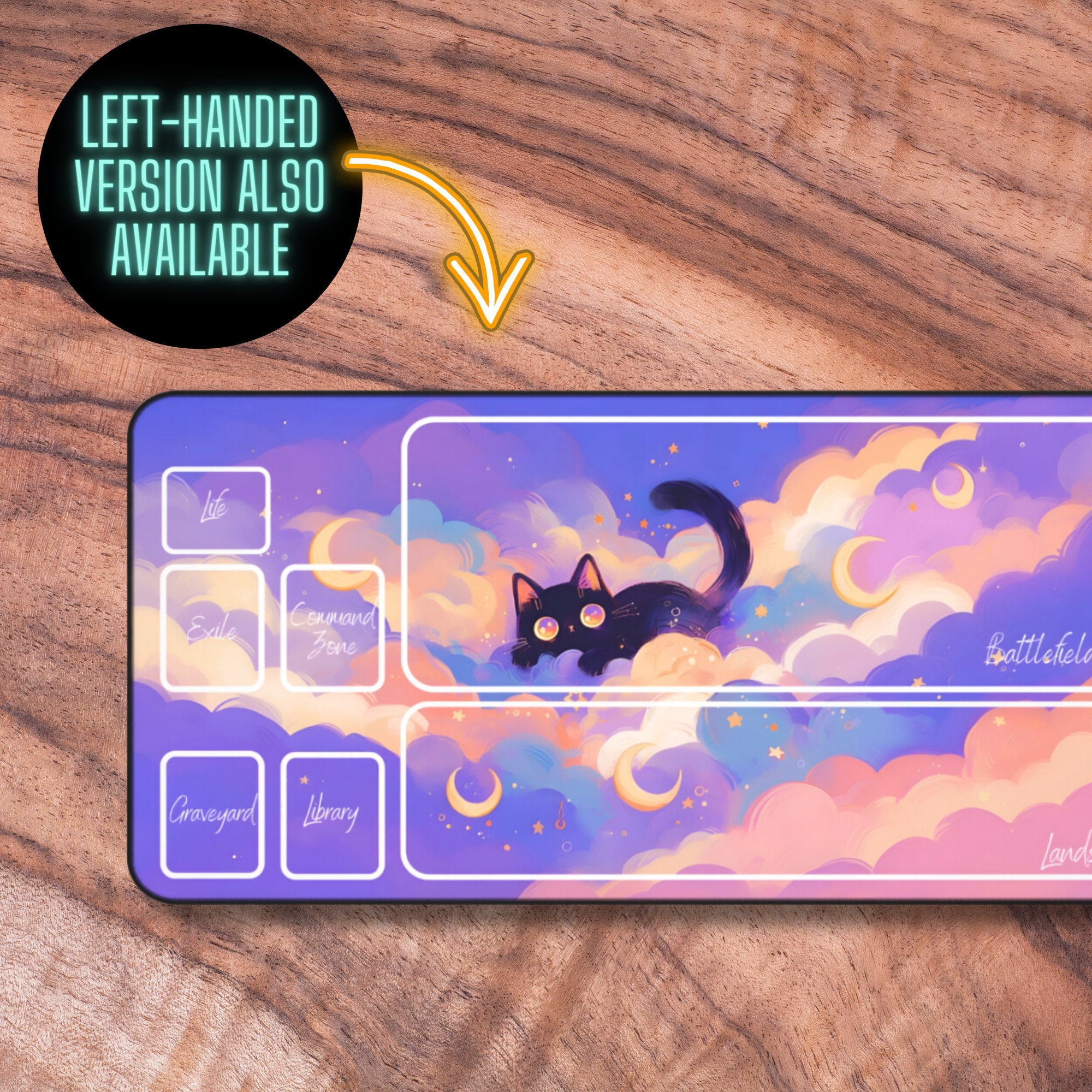 MTG Playmat Cat, Cute Purple TCG Playmat, MTG Playmat With