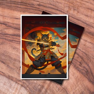 Pochettes MTG 100, protections de pochettes pour cartes TCG, pochettes pour cartes sur le thème chat samouraï, cadeaux pour gamers, accessoires MTG