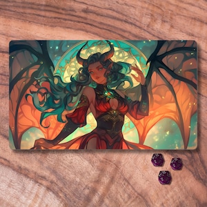 Diable de tapis de jeu MTG, tapis de jeu TCG sur le thème démon anime, tapis de jeu MTG non officiel, accessoires de jeux de cartes à collectionner, cadeaux pour les joueurs