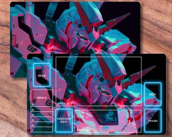 Mata do zabawy kompatybilna z Gundam TCG, nieoficjalna mata do zabawy Gundam, mata do zabawy TCG z motywem robota mecha w kolorze czerwonym i niebieskim, prezenty dla graczy