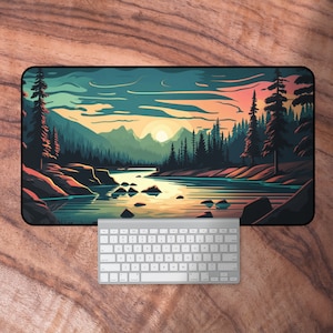 Natur Gaming Schreibtischmatte, Große Landschaft Mauspad, Schreibtischunterlage XL, Neopren Gaming Matte, Geschenke für Papa