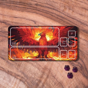 Tapis de jeu MTG Phoenix, tapis de jeu MTG avec zones, tapis de jeu rouge pour jeu de cartes à collectionner, tapis de jeu en néoprène, très grand tapis de jeu pour cartes, cadeaux pour les joueurs