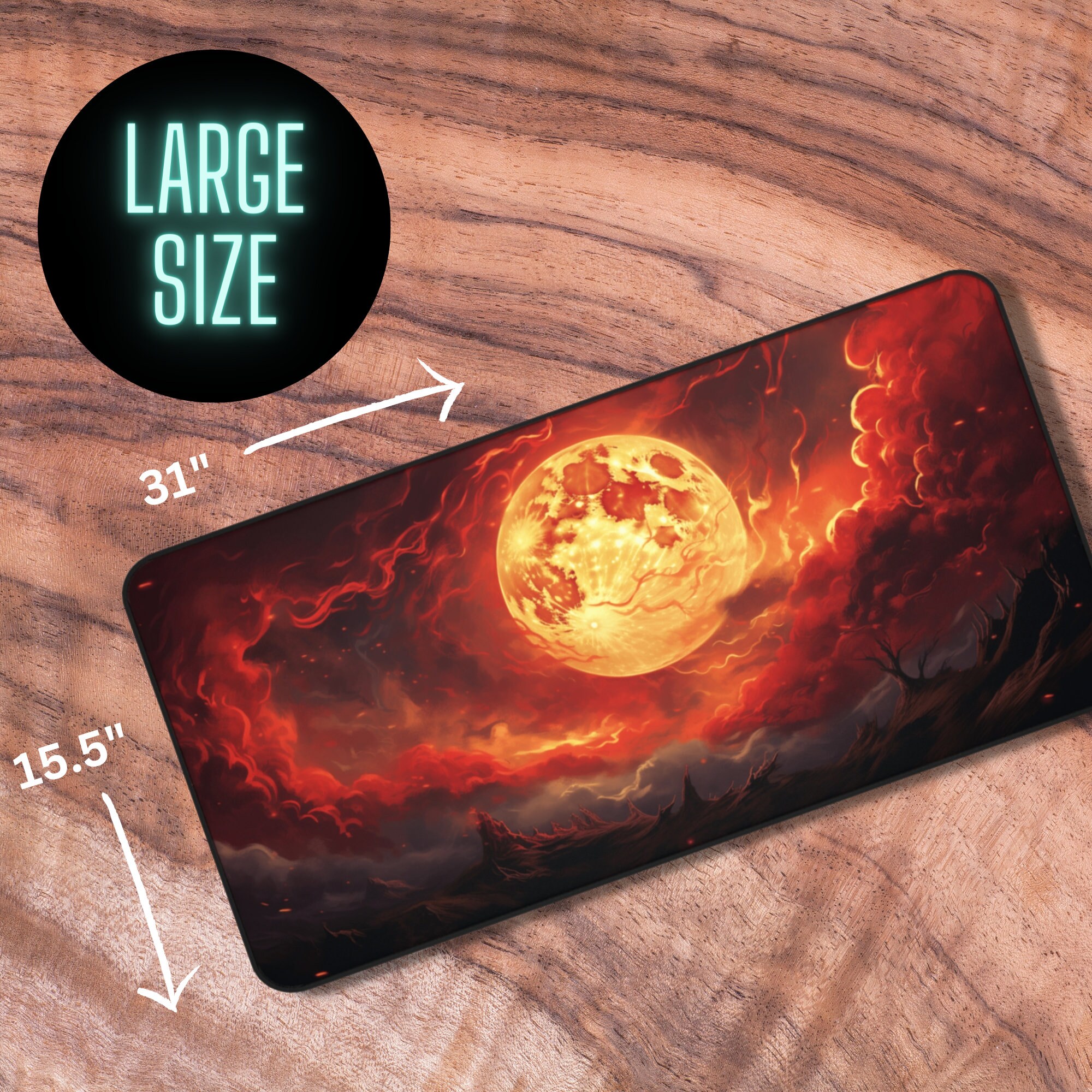TCG Playmat – Magic Zones, 61x35,6 Cm, Genähte Kanten, Rutschfeste Basis, Herbstmond Design