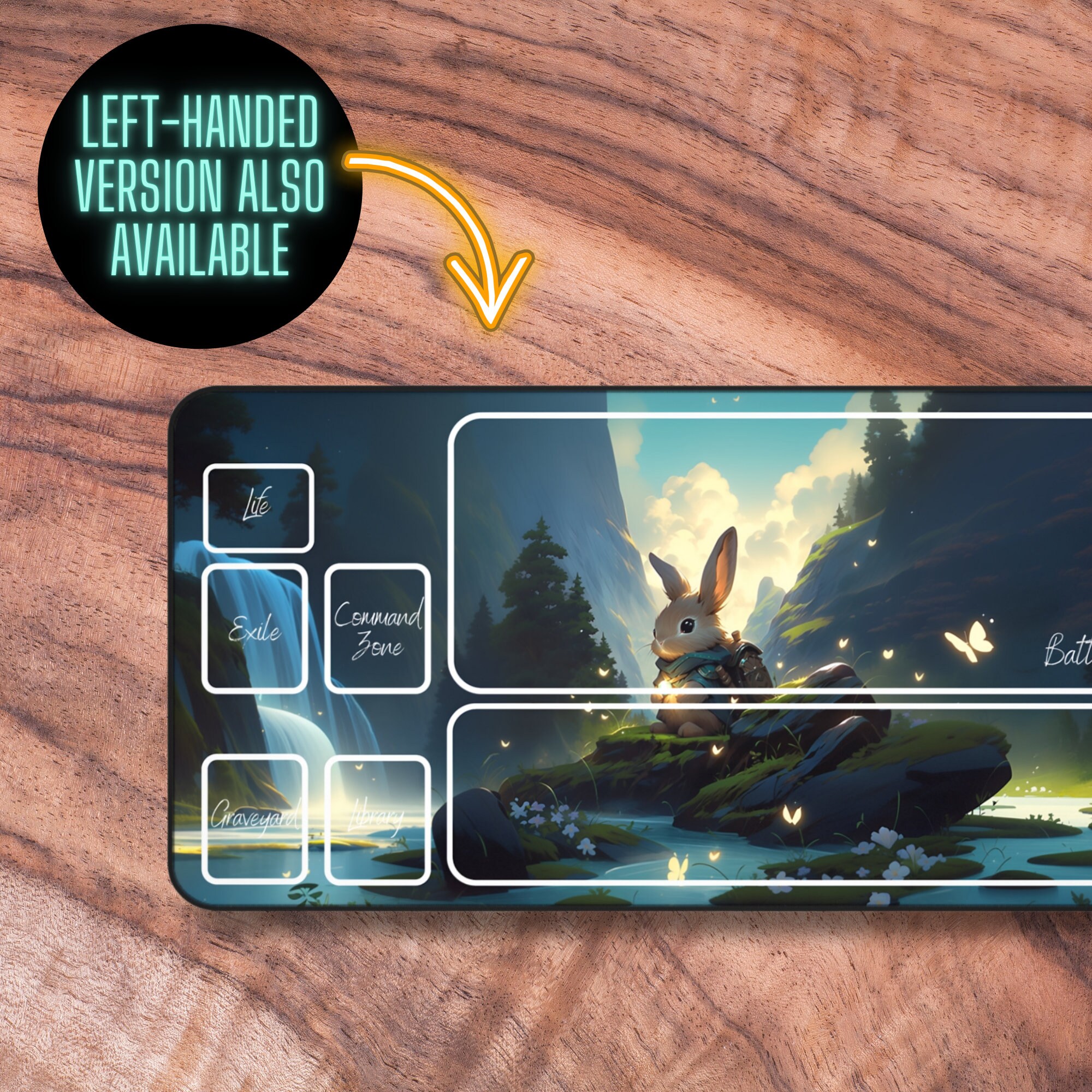 MTG Playmat With Zones or Without Zones, Travelling Bunny Themed MTG ...