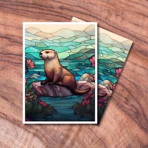 Housses MTG, Protège-cartes TCG mats, Pochettes pour cartes sur le thème de la loutre en vitrail, Cadeaux pour les joueurs, Accessoires MTG