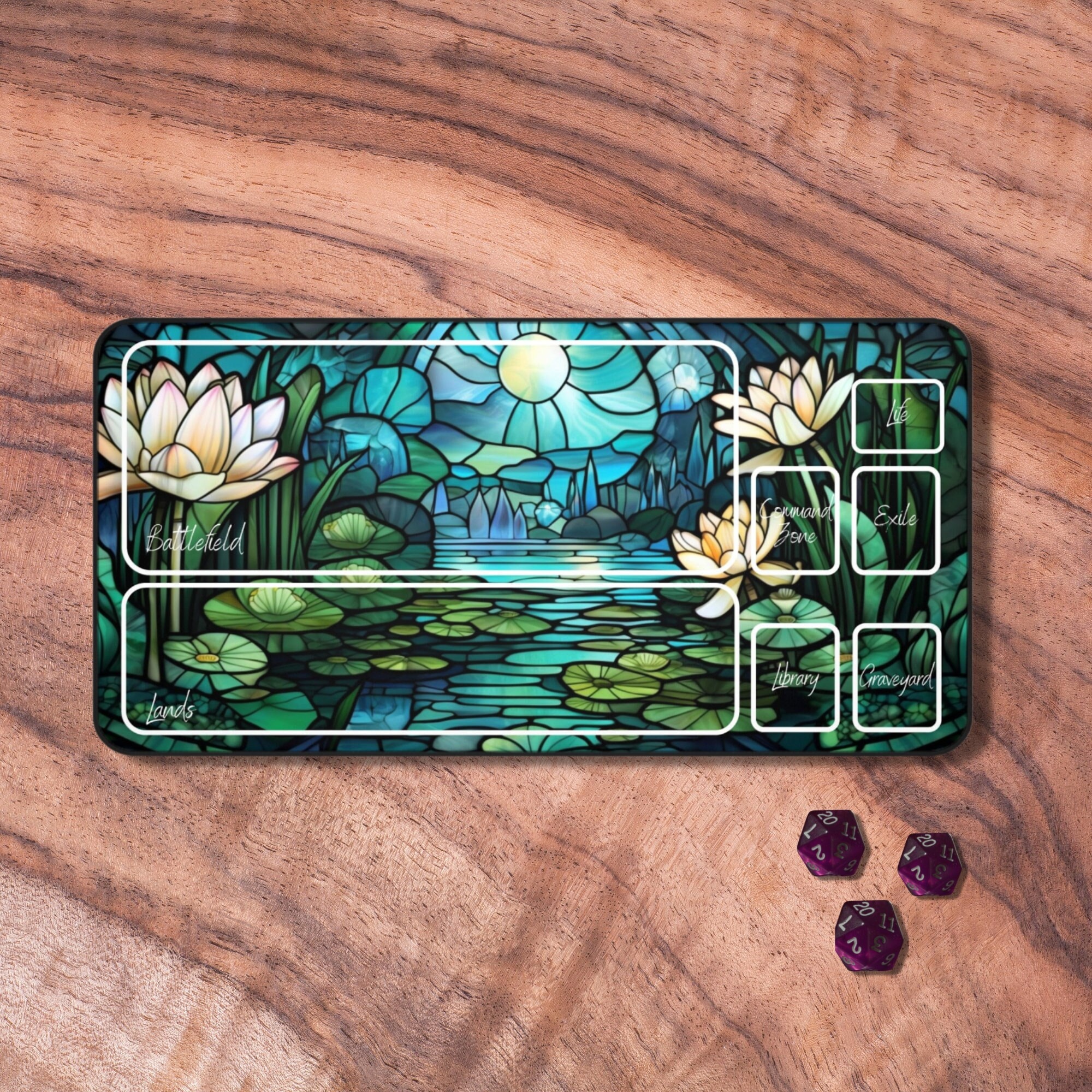 MTG Playmat With Zones MTG Playmat Blue Lotus Pond Themed - Etsy
