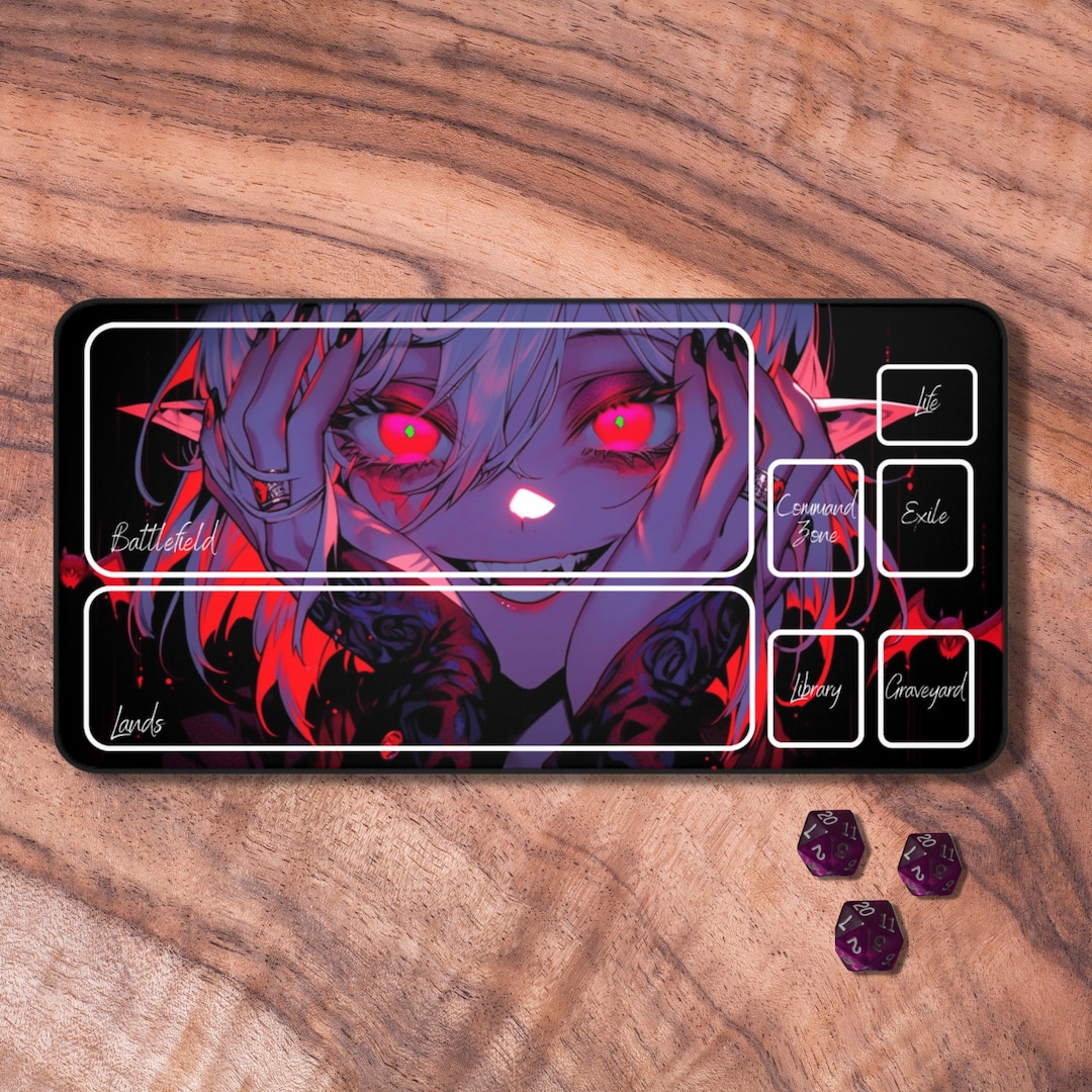 MTG Playmat Anime, Vampire Themed MTG Playmat With Zones, Trading