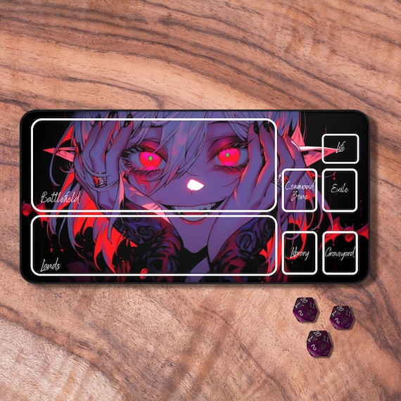 MTG Playmat Anime, Vampire Themed MTG Playmat With Zones, Trading