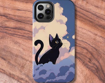 Robuste Handyhülle für iPhone und Samsung, süße Anime Katze Hard Cover, ästhetische Handyhülle, gemütliche Geschenke für Gamer-Mädchen