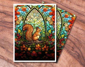 MTG Sleeves Squirrel, TCG Card Sleeve Protector, Stained Glass Themed Card Sleeve, Trading Card Sleeves, Gifts for Gamers