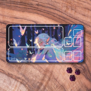 Tapis de jeu MTG violet, tapis de jeu JCC sur le thème des fées, tapis de jeu MTG avec zones, cadeaux pour les joueurs