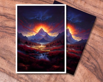MTG Sleeves, Mountain Themed MTG Card Sleeve, TCG Card Sleeve Protector, Gifts for Gamers