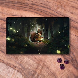 Tapete de jogo MTG, tapete de jogo MTG com tema de esquilo disponível com ou sem zonas, tapete de jogo TCG com tema de floresta, presentes para garotas gamers