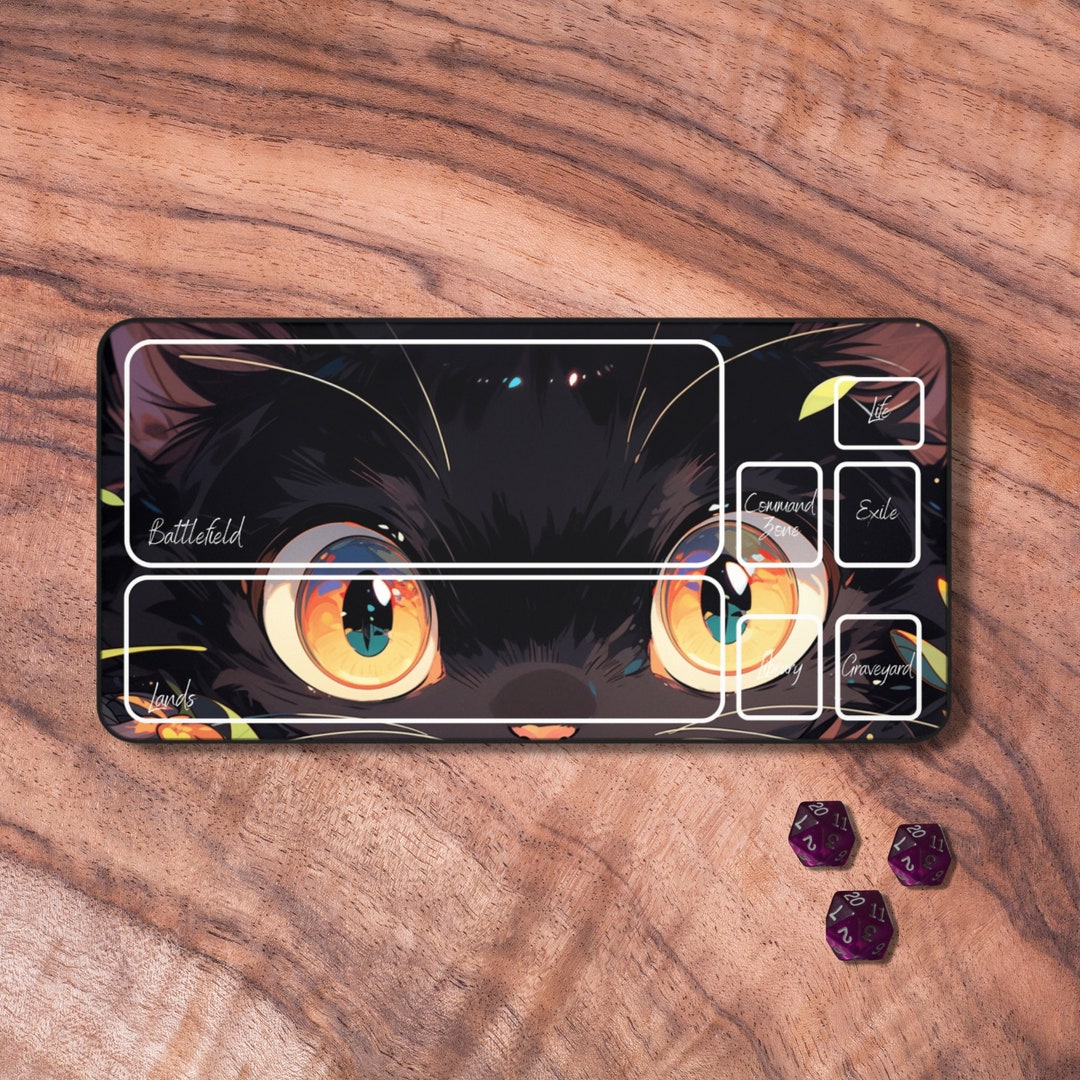 MTG Playmat Cat, MTG Playmat With Zones Extra Large, Anime Cat Themed