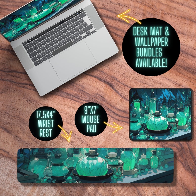 Lofi Desk Mat Deskpad Green Desk Mat Dark Academia Witchy Etsy