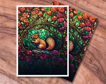 MTG Sleeves Squirrel, TCG Card Sleeve Protector, Stained Glass Themed Card Sleeve, Trading Card Sleeves, Gifts for Gamers