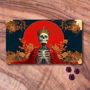 Tapis de jeu MTG, tapis de jeu TCG sur le thème du roi squelette, tapis de jeu MTG non officiel, accessoires de jeux de cartes à collectionner, cadeaux uniques pour les joueurs