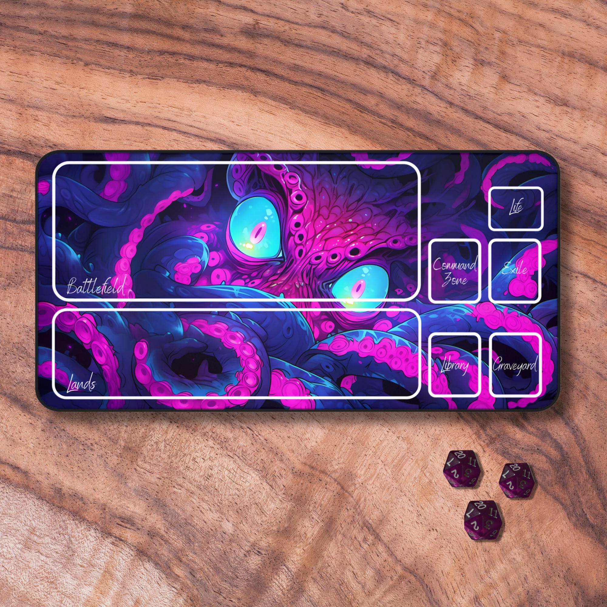 MTG Playmat for Commander, Neon Monster Horror Themed TCG Playmat