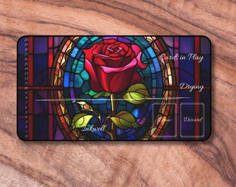 Lorcana Playmat with Zones, Beauty and the Beast themed Card Playmat, Unofficial Lorcana Playmat, Gifts for Gamers