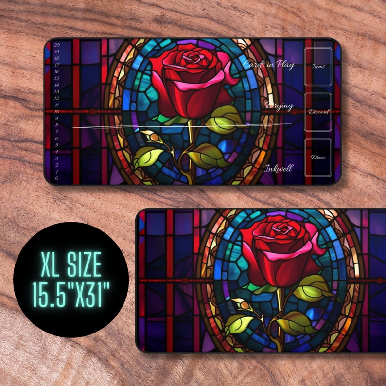 Lorcana Playmat with Zones, Beauty and the Beast themed Card Playmat, Unofficial Lorcana Playmat, Gifts for Gamers image 7