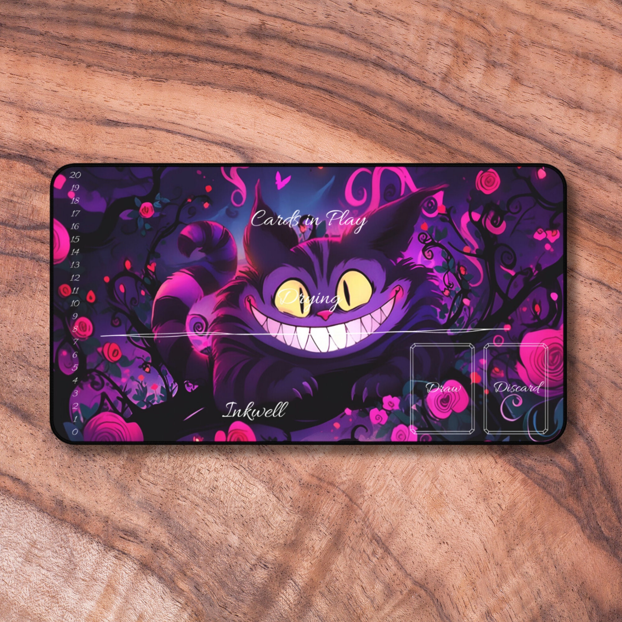 Lorcana Playmat With Zones, Cheshire Cat Themed TCG Playmat