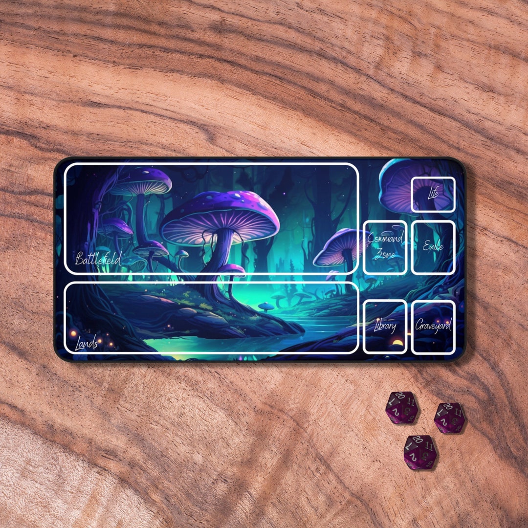 MTG Playmat Blue MTG Playmat With Zones Mushroom Forest Etsy