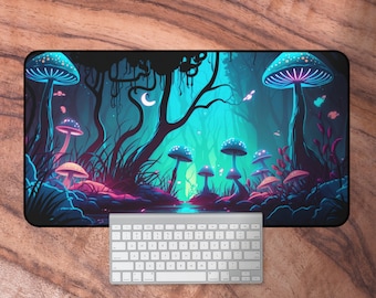 Gaming Mouse Pad, Large Mouse Pad, XL Mouse Pad, Mouse Pad Gaming, Mushroom Mouse Pad, Nerdy Gift For Him, Neoprene Gaming Mat, Desk Mat